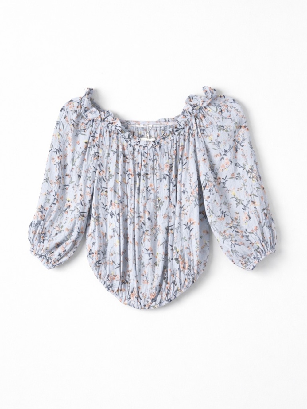 Carole Christian Womens Peasant Floral Blouse Top Large Bohemian Cottage New